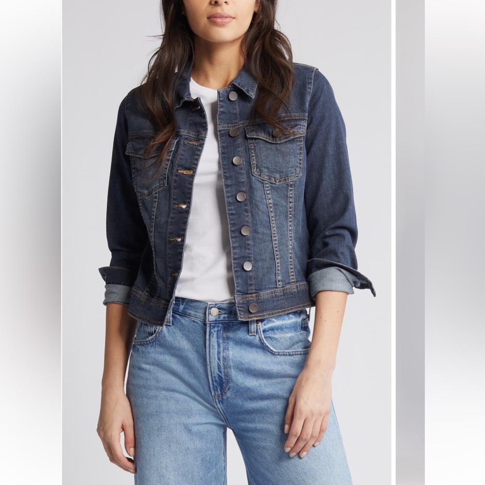 Kut from the Kloth Helena Dark Wash Denim Jacket. Used.